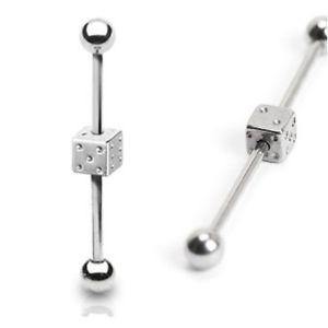 14g Dice Stainless Industrial Barbell Industrials 14g - 1-1/4" long (32mm) Stainless Steel