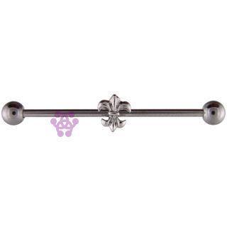 14g Fleur-de-lis Industrial Barbell Industrials 14g - 1-1/2