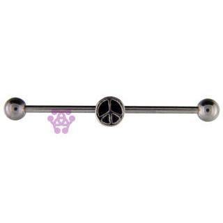 14g Peace Sign Industrial Barbell Industrials 14g - 1-1/2" long (38mm) Stainless Steel