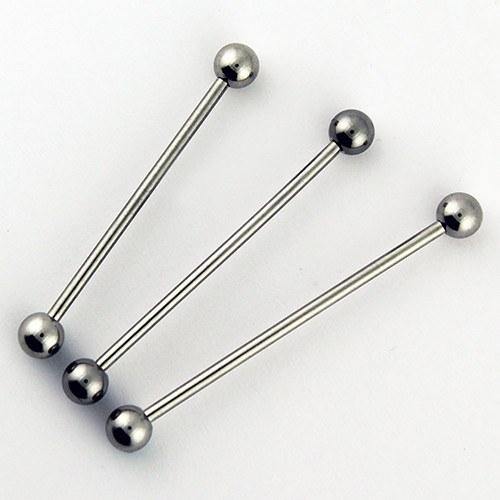 14g Stainless Industrial Barbell Industrials 14g - 1-1/8" long (28mm) - 5mm balls Stainless Steel