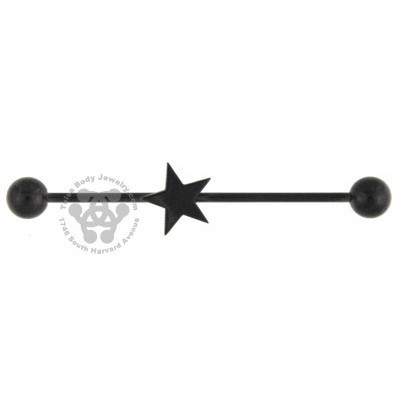 16g Black Star Industrial Barbell Industrials 16g - 1-3/8" long (35mm) Black