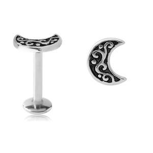 16g Fancy Moon Stainless Labret Labrets 16g - 5/16" long (8mm) Stainless Steel