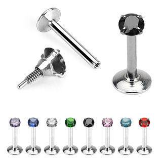 16g Prong-set CZ Stainless Labret Labrets  