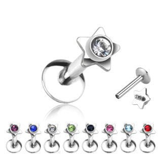 16g Star CZ Stainless Labret Labrets 16g - 5/16