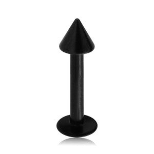 16g Spiked Black Titanium Labret Labrets 16g - 1/4" long (6mm) - 3x3mm cone Black
