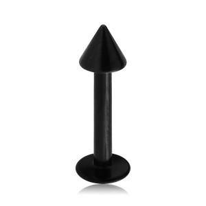 14g Spiked Black Titanium Labret Labrets 14g - 5/16" long (8mm) - 4x4mm cone Black