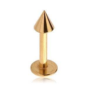 14g Spiked Gold Labret Labrets 14g - 3/8" long (10mm) - 4x4mm cone Gold