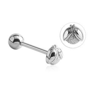 Ladybug Stainless Tongue Barbell Tongue 14g - 5/8" long (16mm) Stainless Steel