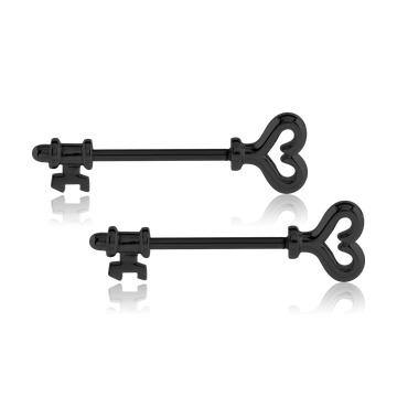 Skeleton Key Black Nipple Barbells Nipple Barbells 14g - 15/32" long (12mm) Black