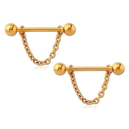 Gold Chain Nipple Stirrups Nipple Stirrups 14g - 15/32