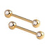 CZ Gold Nipple Barbells Nipple Barbells 14g - 15/32" long (12mm) - 5mm balls Clear