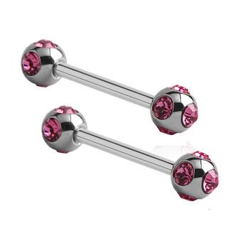 Multi-CZ Stainless Nipple Barbells Nipple Barbells  