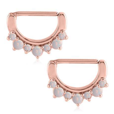 Opal Crown Rose Gold Nipple Clickers Nipple Clickers 14g - 9/16