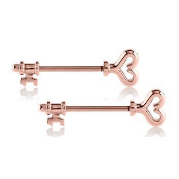 Skeleton Key Rose Gold Nipple Barbells Nipple Barbells 14g - 15/32