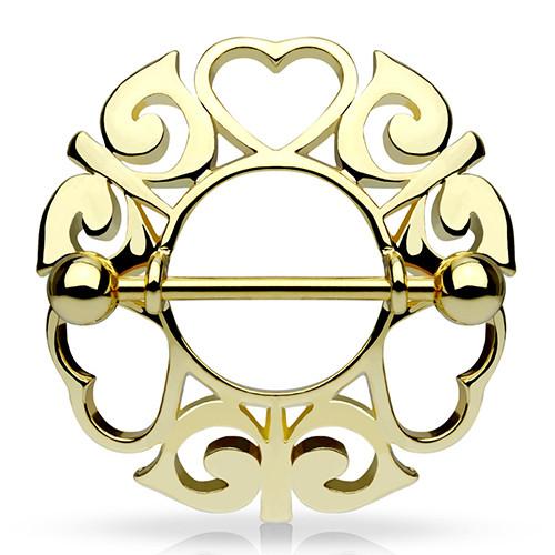 Gold Tribal Hearts Nipple Shields Nipple Shields 14g - 9/16" diameter (14mm) Gold