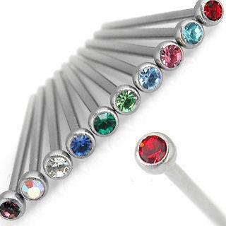 Unbent Stainless CZ Nose Stud Nose 20g - 11/16