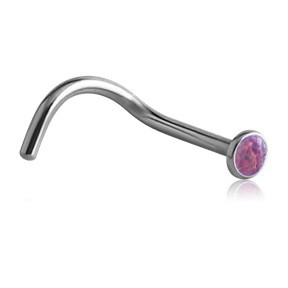 Bezel Opal Stainless Nostril Screw Nose 18g - 1/4" wearable (6.5mm) Purple Opal