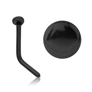 Disc Black L-Bend Nose Stud Nose 20g - 1/4" wearable (6.5mm) Blackline