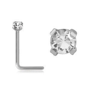 Prong CZ Stainless L-Bend Nose Stud Nose  