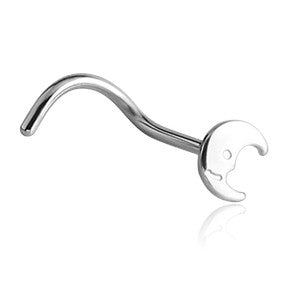 Moon Stainless Nostril Screw Nose 20g - 1/4" wearable (6.5mm) Stainless Steel