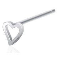 Sterling Silver Heart Outline Nostril Pin Nose  