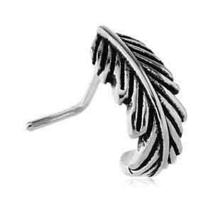 Feather Stainless L-Bend Nose Hoop Nose 20g - 1/4" wearable (6.5mm) Stainless Steel