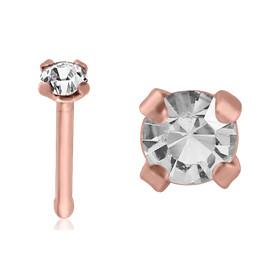 Prong CZ Rose Gold Nose Bone Nose 20g - 1/4" wearable (6.5mm) - 1.5mm cz Clear