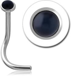 Gemstone Stainless Nostril Screw Nose 18g - 1/4" wearable (6.5mm) Black Onyx