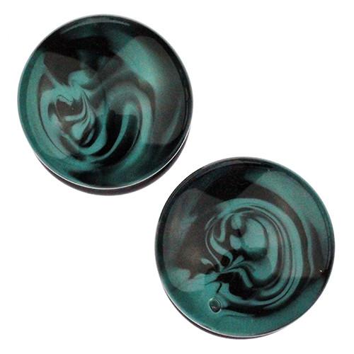 Marbled Plugs by Glasswear Studios Plugs 9/16 inch (14mm) Aqua & Black