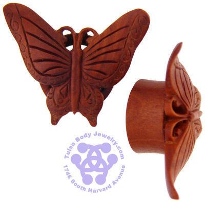 Autumn Butterfly Plugs by Urban Star Organics Plugs 1/2 inch (12.5mm) Sabo Wood