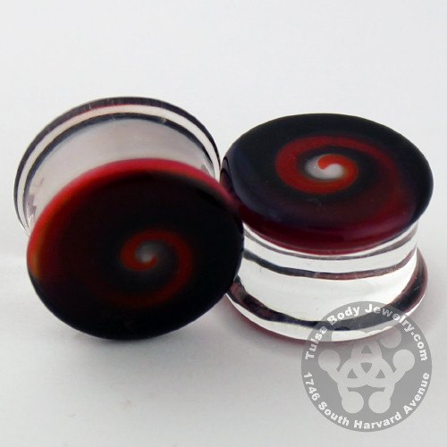 Black & Blood Swirl Plugs by Glasswear Studios Plugs  