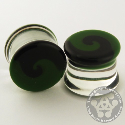 Black & Green Swirl Plugs by Glasswear Studios Plugs  