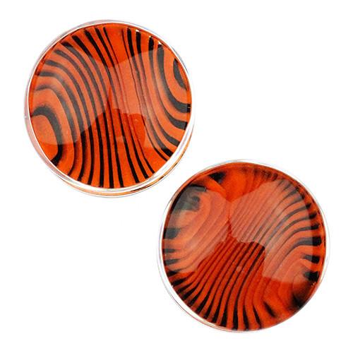 Black & Orange Tiger Stripe Plugs by Gorilla Glass Plugs 2 gauge (6mm) Black & Orange