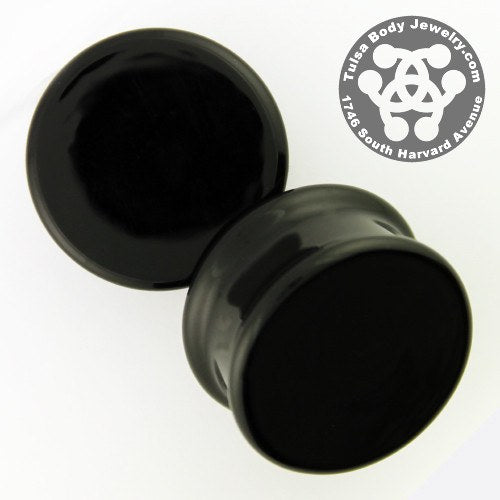 Black Solid Color Plugs by Glasswear Studios Plugs 9/16 inch (14mm) Black