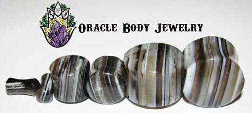 Black Tibetan Agate Plugs by Oracle Body Jewelry Plugs  
