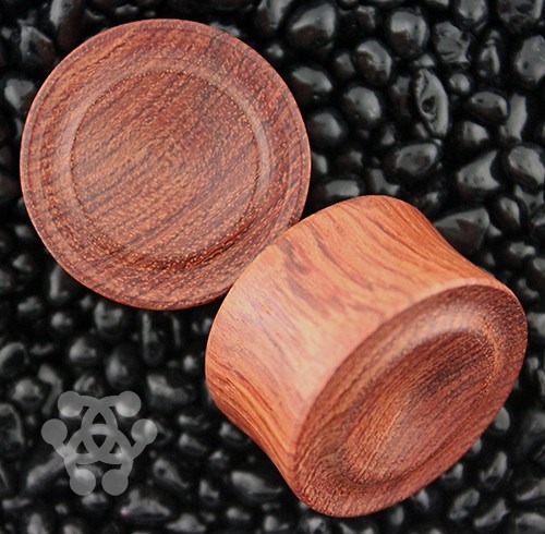 Bloodwood Button Carved Plugs by Siam Organics Plugs 1/2 inch (12.7mm) Bloodwood