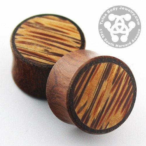 Bloodwood & Coconut Palm Wood Plugs by Siam Organics Plugs 9/16 inch (14mm) Bloodwood
