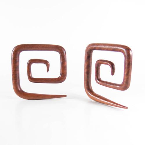 Bloodwood Square Spirals by Siam Organics Plugs 0 gauge (8mm) Bloodwood