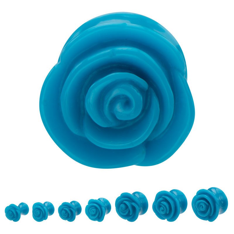Blue Acrylic Rose Plugs Plugs  