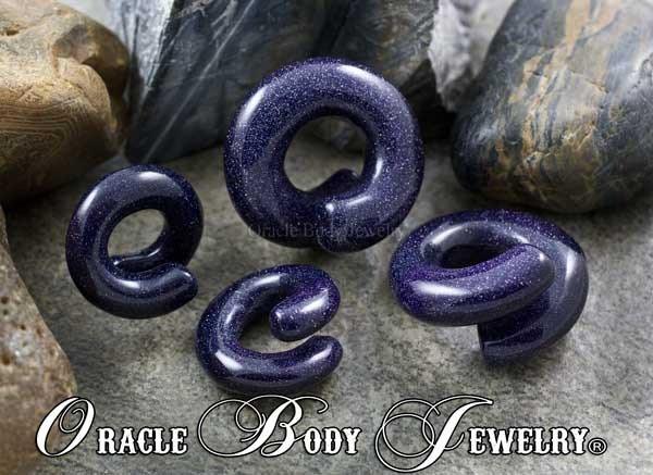 Blue Goldstone Coils by Oracle Body Jewelry Plugs 1/2 inch (12.5mm) Blue Goldstone