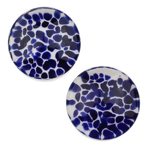 Blue on White Pebble Plugs by Glasswear Studios Plugs  