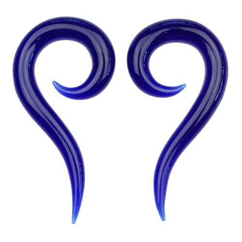 Tail Spiral Shapes by Glasswear Studios Plugs 8 gauge (3mm) Blue