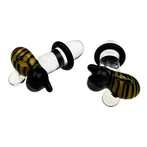 Bumble Bee Plugs by Glasswear Studios Plugs 8 gauge (3mm) Black
