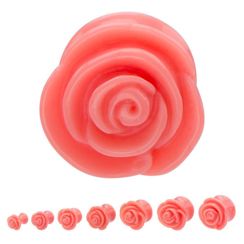 Coral Acrylic Rose Plugs | Tulsa Body Jewelry