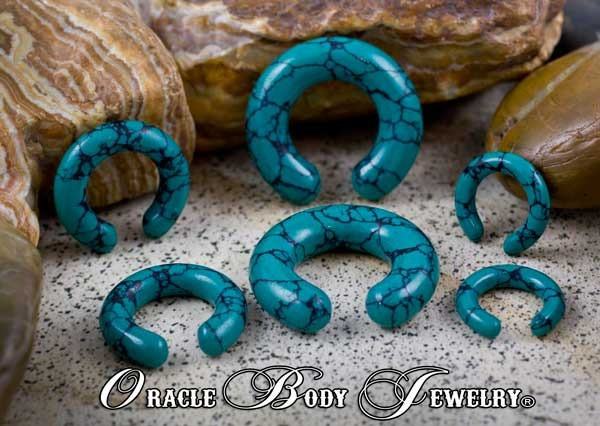 Dark Green Spiderweb Turquoise Rings by Oracle Body Jewelry Plugs 8 gauge (3mm) Dark Green Spiderweb Turquoise