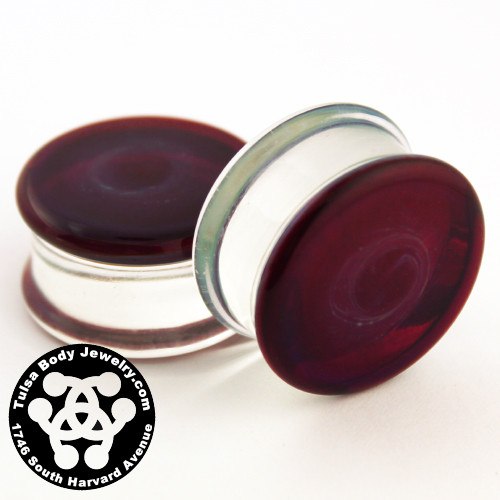 Amber/Purple Double Flare Plugs by Glasswear Studios Plugs 4 gauge (5mm) Amber/Purple