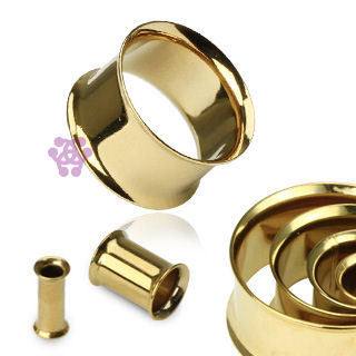 Double Flare Gold Tunnels Plugs 8 gauge (3mm) Gold