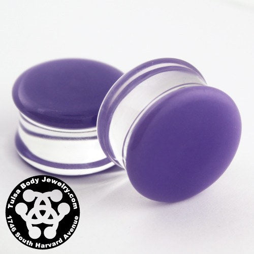 Purple Double Flare Plugs by Glasswear Studios Plugs 4 gauge (5mm) Purple