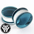 Translucent Sparkle Blue Double Flare Glass Plugs Stretched Lobes