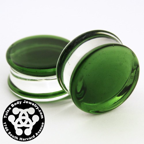 Green Plug Transparent Translucent Green Double Flare Glass Plugs | Glasswear Studios – Tulsa ...
